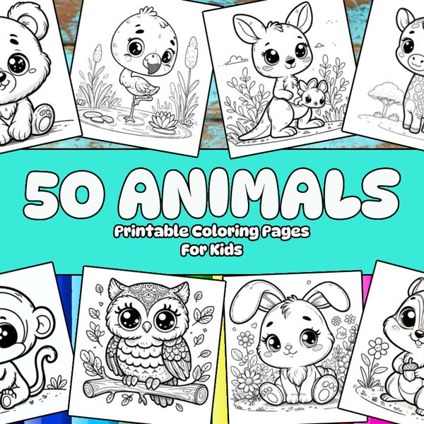 Coloring pages for kids - 50 Cute Animal, Animal Coloring Pages, Animal Printables, Printable Animal Coloring Pages