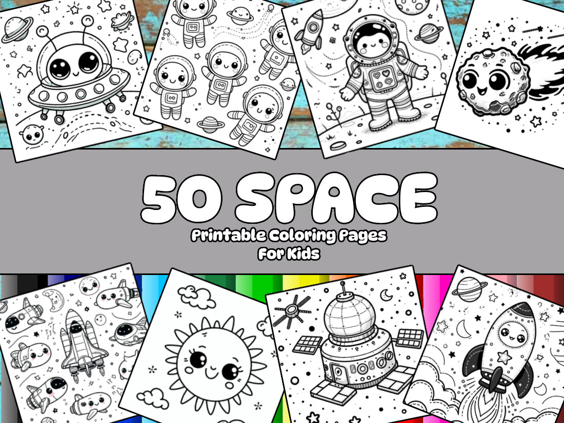 50 Space Coloring Pages for Kids – Printable Galaxy Activities (PDF) - Etsy