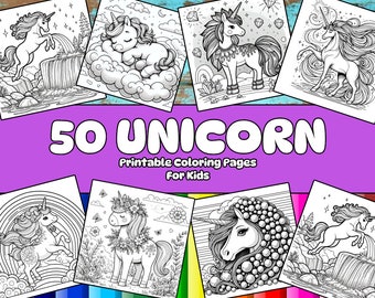 Cute Unicorn Coloring Pages for Kids – 50 Printable Designs (PDF, JPG)