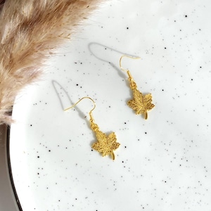 Maple Leaf Earrings, Autumn Leaf Earrings, 14k Gold Plated Earrings, Leaf Earrings, Minimalist Jewellery, Handmade Jewellery, Gift for Her