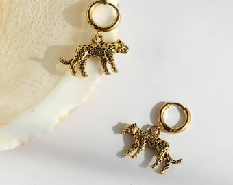 Leopard Ohrringe, Gepard Ohrringe, Panther Ohrringe, Huggie Ohrringe, Creolen, 14k vergoldet, Minimalist, Cubic Zirkonia Ohrringe,