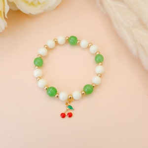 Beaded Cherry Bracelet, Handmade Cherry Bracelet, Cherry Bracelet, Cherry Charm Bracelet, Handmade Jewellery, Jewelry for Her, Gift for Her
