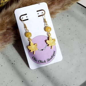 Maple Leaf Earrings, Autumn Dangle Earrings, 14k Gold Plated Earrings, Leaf Earrings, Minimalist Jewellery, Handmade Jewellery Gift for Her3