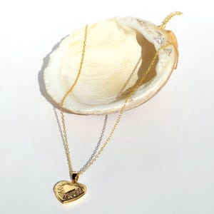 14k Vergoldete Herz Charm Halskette, Herz Medaillon Halskette, Foto Medaillon Halskette, Geschenk für sie, Schmuck für sie