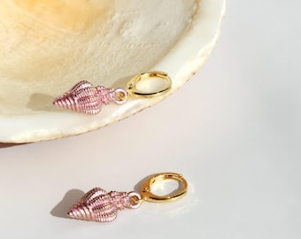 Shell Huggie Earrings, Dainty Hoop Earrings, Ocean Earrings, Beach Earrings, Huggie Earrings, Hoop Earrings, Handmade Jewellery Gift for Her