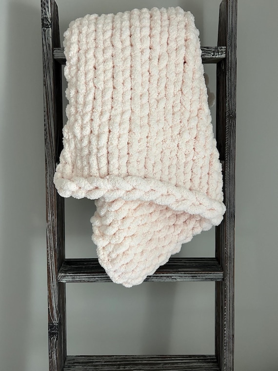 Handmade Chunky Knit Baby Blanket: Chenille Nursery Decor