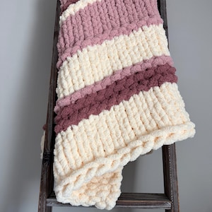 ハンドメイドのチャンキーニットシェニールブランケット：ソフトジャンボスロー、特大ブランケット