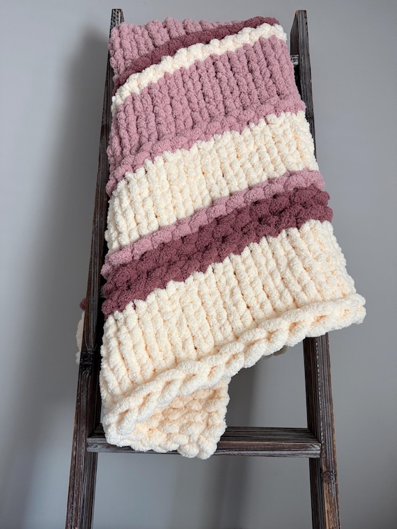 Handmade Chunky Knit Chenille Blanket: Soft Jumbo Throw, Oversized Blanket
