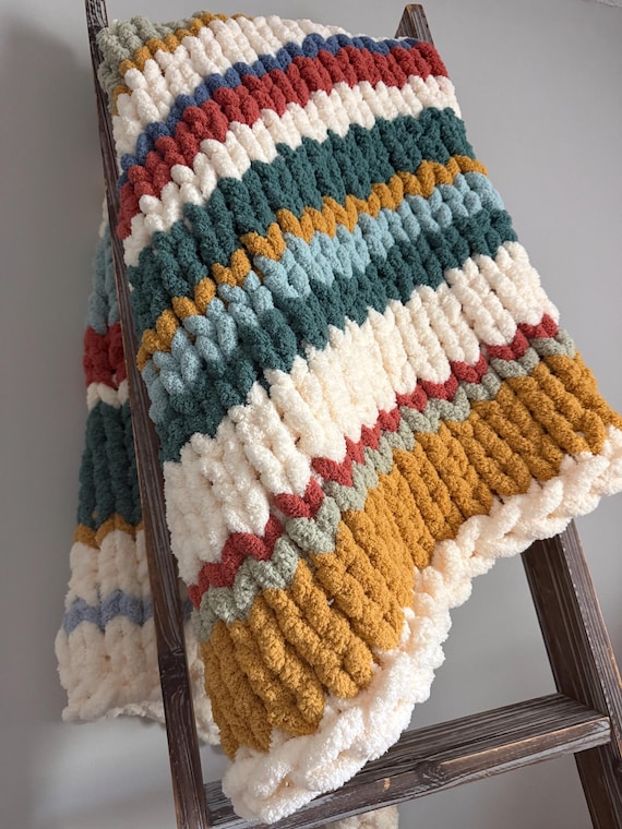 Handmade Chunky Knit Chenille Blanket: Soft Jumbo Throw, Oversized Blanket