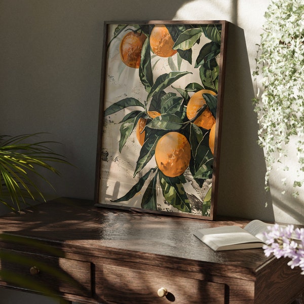 Navel orange print | European fruit print | Vintage botanical print | Citrus wall art | Mediterranean style wall art decor  | Printable art