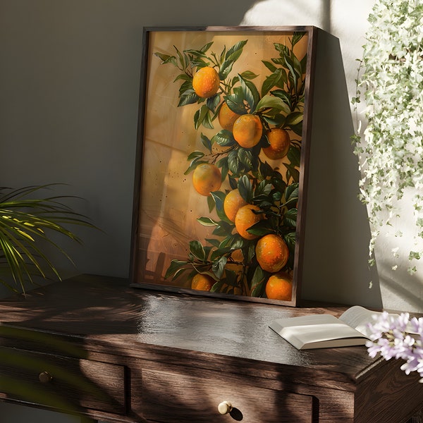 Navel Orange Print | European Fruit Print | Vintage Botanical Print | Citrus Wall Art | Mediterranean Style Wall Art Decor  | Print and Ship