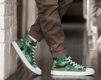 Zapatillas Deportivas, Zapatillas Altas, Zapatos Para Hombre, Zapatos De Invierno Para Hombres, Regalos Para Él, Calzado De Moda Único, Diseño De Camuflaje Verde, Tallas 5 a 13