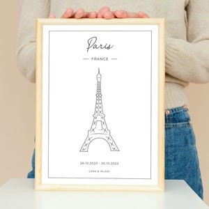 Personalisierbares Paris Poster I Eiffelturm Poster I Erinnerung Paris Reise