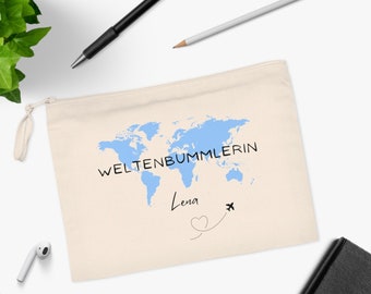 Weltenbummler Tasche personalisierbar I Kleine Reisetasche nachhaltig I Geschenk für Reisende