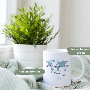 Personalisierbare Reise Tasse I Geschenk für Reisende I Weltreise Tasse