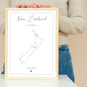 Neuseeland Poster I Neuseeland Landkarte I Geschenk für Neuseeland Fans