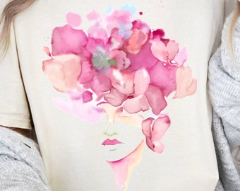 Comfort Colors® Flower Women Shirt, Flower T Shirt, Retro Floral Shirt, Watercolor Flower Shirt, Plant Ladies Shirt, Gift for Women