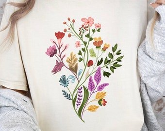 Comfort Colors® Flower Bouquet Shirt, Flower T Shirt, Retro Floral Shirt, Watercolor Flower Shirt, Plant Ladies Shirt, Gift for Women
