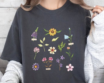 Comfort Colors® Flower Bouquet Shirt, Flower T Shirt, Retro Floral Shirt, Watercolor Flower Shirt, Plant Ladies Shirt, Gift for Women