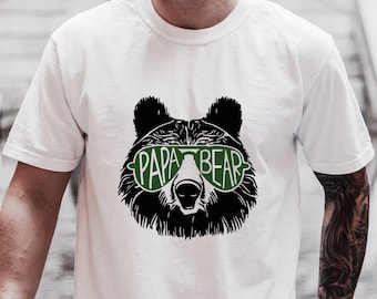 Camisas de colores cómodos con gafas de sol Papa Bear, camisa Papa Bear, camisa de papá, día del padre, regalo para el esposo, familia a juego, regalo del día del padre