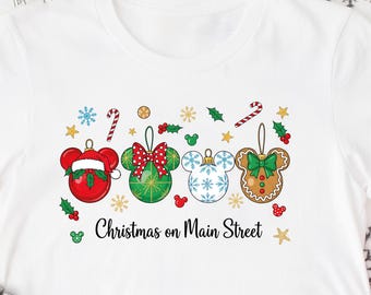 Christmas On Main Street Shirt, Disney Christmas Party Shirt, Mickey Head Xmas Trip Tee, WDW Family Christmas Shirt, Mickey Christmas Shirt