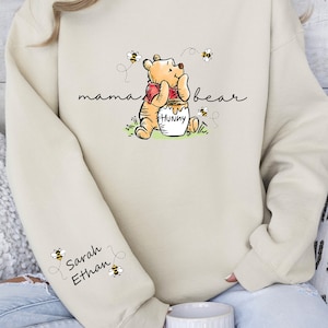 Custom Mama Bear Sweatshirt, Mama Est with Kid Name on Sleeve Sweatshirt, Personalized Mom Sweatshirt, Mothers Day Sweatshirt, New Mom