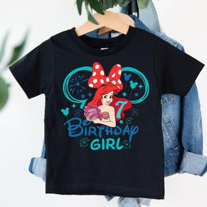 Camiseta infantil de cumpleaños de La Sirenita, camiseta infantil de cumpleaños de la princesa Ariel de Disney, camiseta de sirena, sudadera personalizada para fiesta de cumpleaños de Ariel imagen 3
