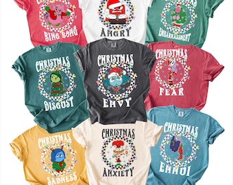 Camiseta navideña de Disney "Intensamente", camiseta familiar a juego, ansiedad navideña, Navidad de adentro hacia afuera, Navidad de adentro hacia afuera, familia