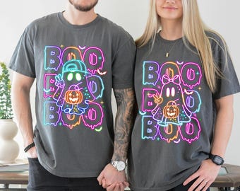 Halloween Boo Neon T-Shirt, Neon Halloween Ghost Shirt, Halloween Ghost Neon Shirt, Halloween Party Shirt, Boo T-Shirt, Ghost Boo Girls Tee
