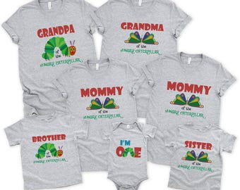 The very hungry caterpillar first birthday shirts, Family Matching Caterpillar Birthday Party T-Shirt, I&#39;m One Tee, Baby&#39;s First Birthday