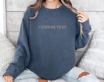 Custom Comfort Colors Sweatshirt, College Letters Crewneck, Personalized Comfort Colors, Custom Text, Vintage Sweatshirt
