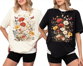Comfort Colors® Wildflower Shirt, Flower Shirt, Floral Cottagecore Shirt, Botanical Shirt, Nature Shirt, Wildflower Tshirt,Wild Flower Shirt