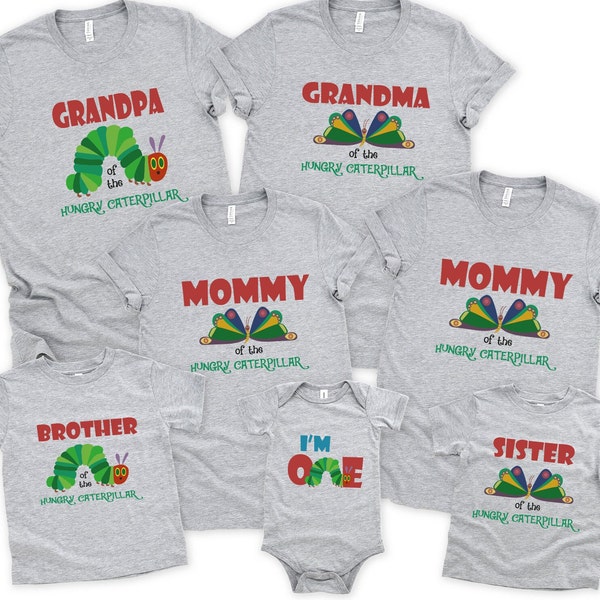 The very hungry caterpillar first birthday shirts, Family Matching Caterpillar Birthday Party T-Shirt, I'm One Tee, Baby's First Birthday