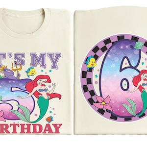 Custom Little Mermaid Birthday Shirt, Disney Princess Ariel Birthday Girl T-Shirt, Mermaid Matching Family Tee, Custom Ariel Birthday Party