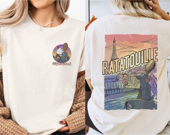 Camisetas de dos caras del pequeño chef Remy, camiseta de Disney Ratatouille París Francia, camiseta de la película Ratatouille, camisetas de chef Disney, camiseta de Remy Gusteau