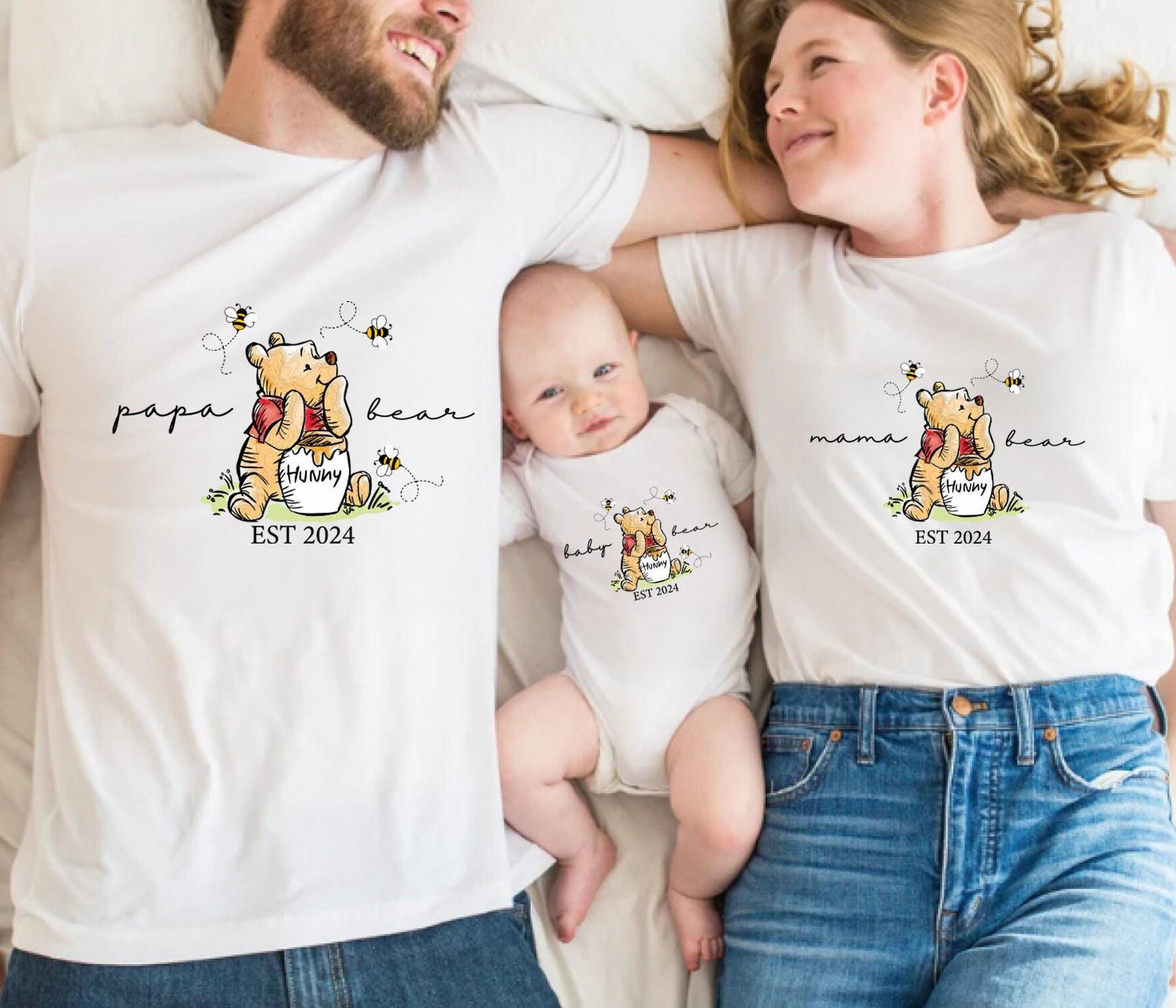 Custom Est Mama -Papa Bear and Baby Bear Shirt, Family Bear Matching Shirt, Cute Baby Bear Shirt, Baby Shower Shirts for New Mom and Dad