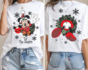 Minnie Mouse Christmas Shirt, Disney Tis’ The Season Tee, Cute Holiday Minnie Tee, Front and Back Print Christmas T-Shirt,