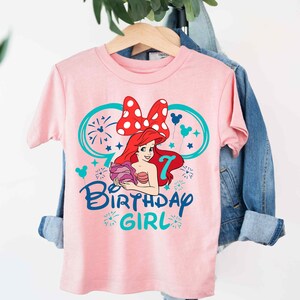 Camiseta infantil de cumpleaños de La Sirenita, camiseta infantil de cumpleaños de la princesa Ariel de Disney, camiseta de sirena, sudadera personalizada para fiesta de cumpleaños de Ariel imagen 5