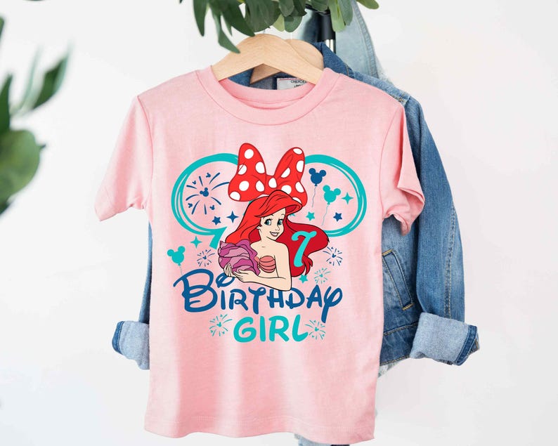 Camiseta infantil de cumpleaños de La Sirenita, camiseta infantil de cumpleaños de la princesa Ariel de Disney, camiseta de sirena, sudadera personalizada para fiesta de cumpleaños de Ariel imagen 5
