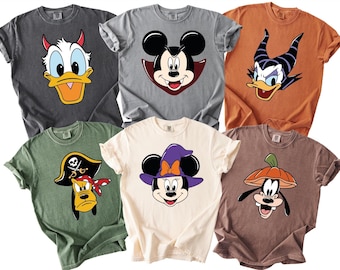 Comfort Colors® Retro Mickey & Friends Halloween Shirt, Disney Characters Halloween Shirt, Halloween Party Tee, Disney Halloween Party Shirt
