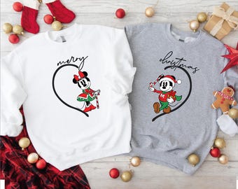 Mickey and Minnie Christmas Shirts, Disney Couple Holiday Tee, Matching Merry Christmas Shirts, Cute Disney Christmas Outfit, Family Xmas,