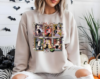 Princess Witches Halloween Shirt, Coquette Halloween Bow T-shirt, Snow White Ariel Jasmine Spooky Sweatshirt, Disneyland Pumpkin Season Tee