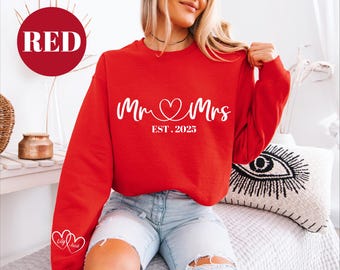 Mr and Mrs EST Shirt, Custom Mrs Sweatshirt, Couple Matching T Shirts, Wife and Husband Shirts, Valentines Day Shirt, Honeymoon Matching