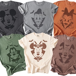 Retro Vampire Mickey & Friends Halloween Comfort Colors® Shirt,Disney Characters Halloween,Halloween Party Tee, Disney Halloween Party Shirt