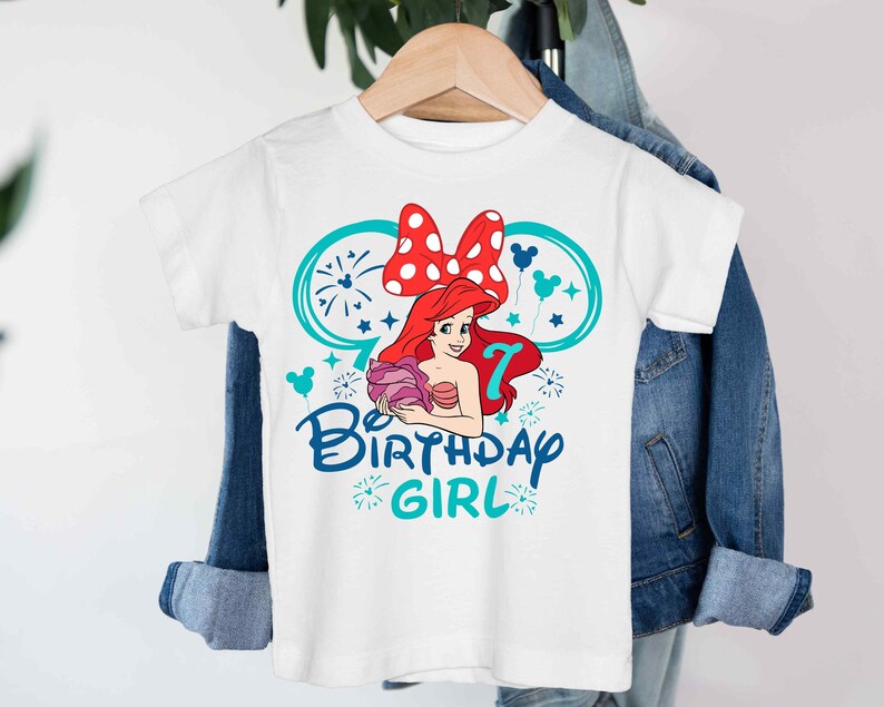 Camiseta infantil de cumpleaños de La Sirenita, camiseta infantil de cumpleaños de la princesa Ariel de Disney, camiseta de sirena, sudadera personalizada para fiesta de cumpleaños de Ariel imagen 2