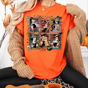 Princess Witches Halloween Shirt, Coquette Halloween Bow T-shirt, Snow White Ariel Jasmine Spooky Sweatshirt, Disneyland Pumpkin Season Tee