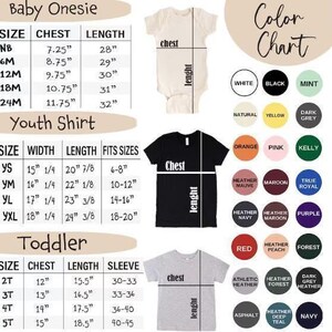 a baby onesie measurements chart with the measurements for each bodysuit
