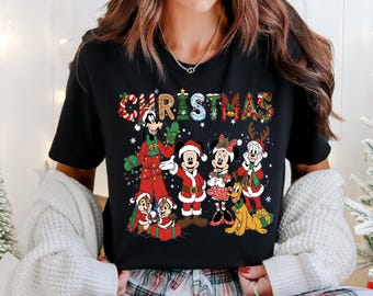 Comfort Colors®Disney Very Merry Christmas Shirt, Custom Disney Christmas All Characters, Disney Family Christmas, Christmas Group