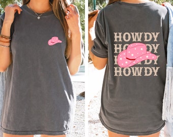 Comfort Retro Howdy Cowgirl Hat Shirt, Vintage Country Girl Shirt, Howdy Cowgirl Shirt, Cowgirl Boots Shirt, Boho Graphic Tee, Country Gift