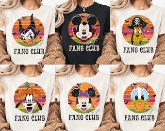 Comfort Colors® Retro Mickey & Friends Fang Club Halloween Shirt, Disney Characters Halloween Shirt, Disney Halloween Party Shirt